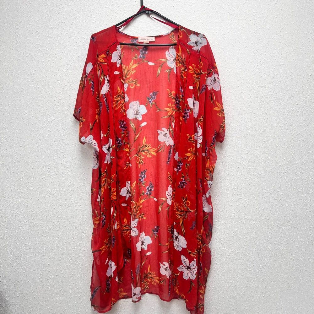 band of gypsies red kimono top size xs/s